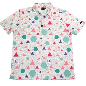 Bad Birdie Geoflow Polo Mens XXL Retro Geometric Performance Golf